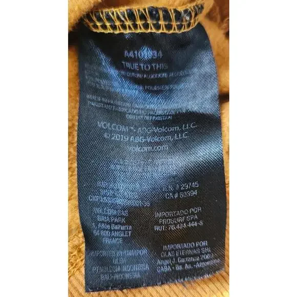 Volcom Men's Hoodie Sweatshirt in Mustard Yellow Size Large - Picture 5 of 9